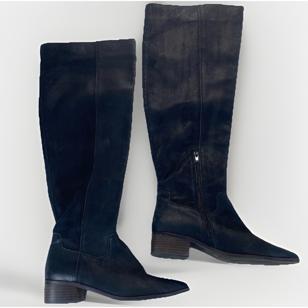 Lucky Brand LK-Kitrie Leather Knee High Boots Black Size‎ 8.5 M Western Preppy